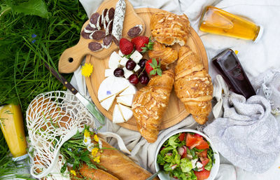 High angle view of food on table