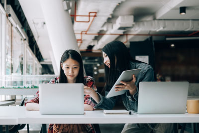 Woman working with laptop