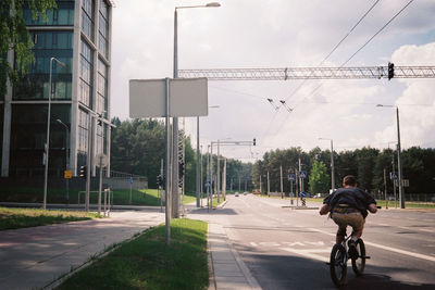 People walking on city street