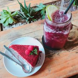 Close-up of dessert in glass on table