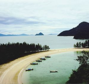 High angle view of lake against sky