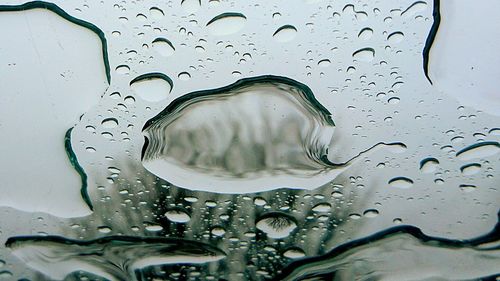 Close-up of water drops on glass