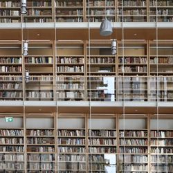 Full frame shot of books in shelf