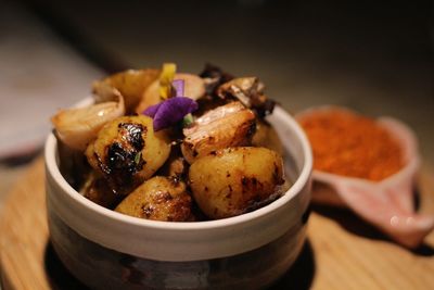 Close-up of food in bowl on table