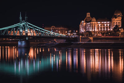 Liberty bridge in budapest by night