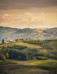 Scenic view of landscape against sky during sunset