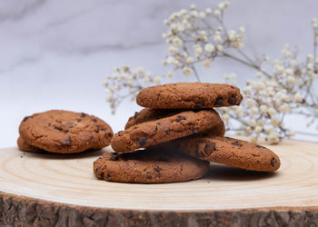 Close-up of cookies on table