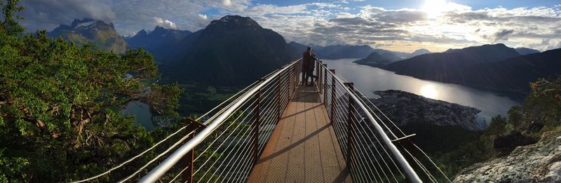 High angle view of bridge against sky