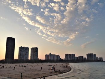 View of city at sunset