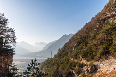 Scenic view of mountains against clear sky