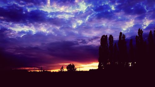 Silhouette of tree against dramatic sky