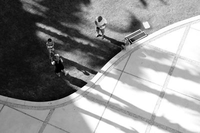 High angle view of family at park