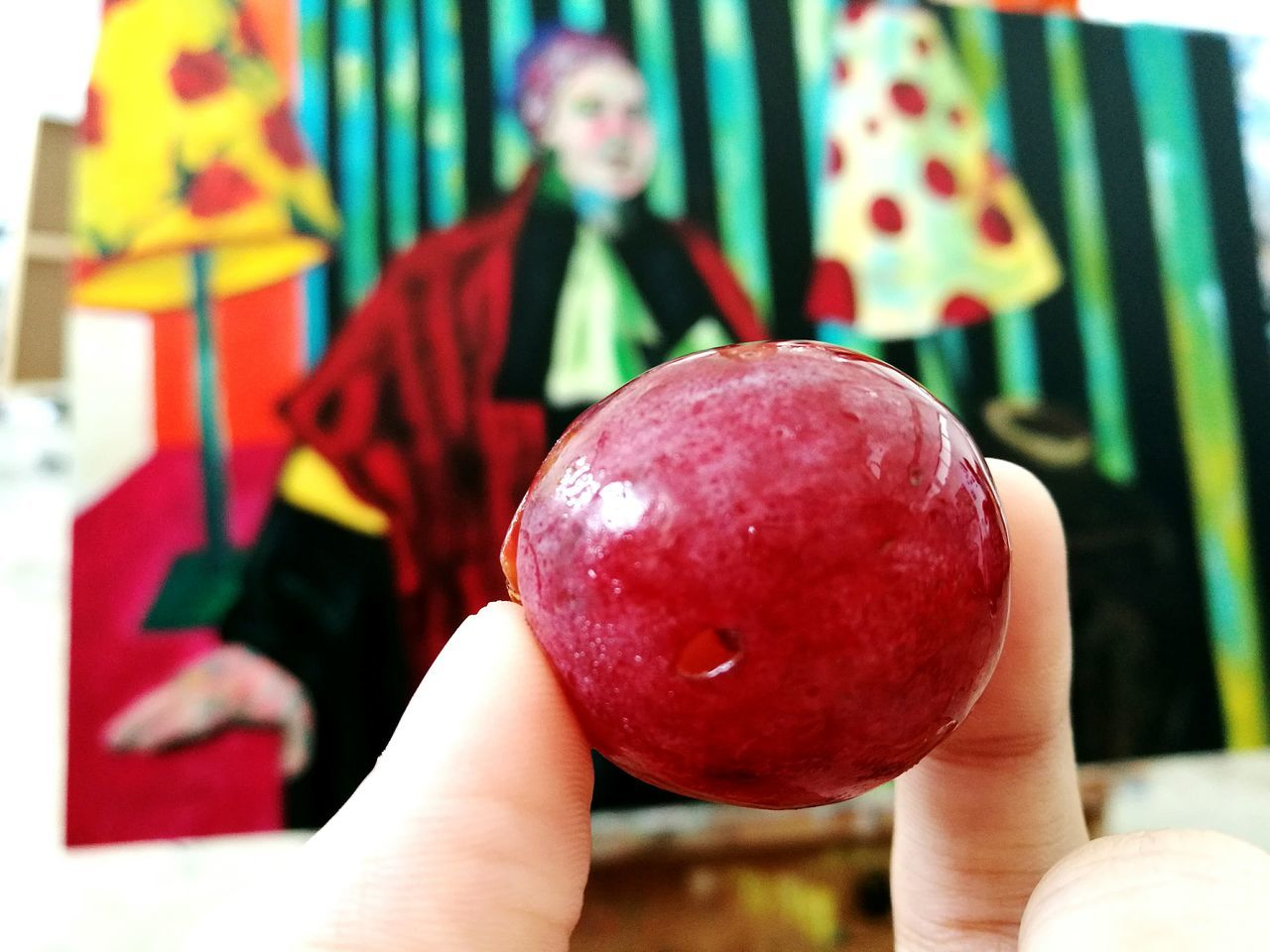 human hand, food, food and drink, focus on foreground, red, healthy eating, close-up, holding, fruit, one person, indoors, freshness, human body part, pomegranate, day