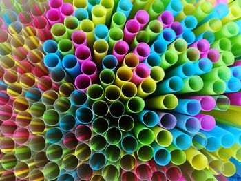 Full frame shot of colorful straws