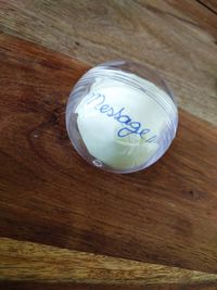 High angle view of drink on table