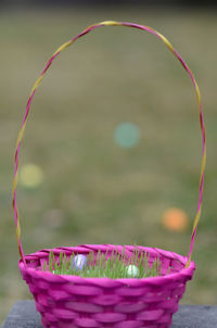 Close-up of wicker basket