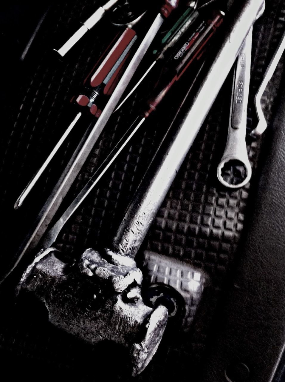 indoors, high angle view, close-up, still life, metal, technology, equipment, retro styled, connection, no people, metallic, table, old-fashioned, work tool, machinery, music, machine part, control, part of, arts culture and entertainment