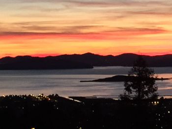 Scenic view of mountains at sunset