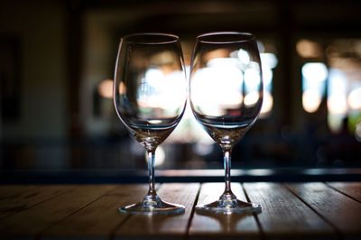 Close-up of wine glass on table