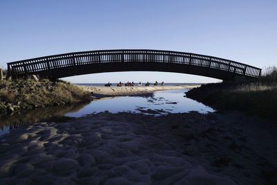 Arch bridge against clear blue sky