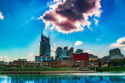 View of buildings against cloudy sky