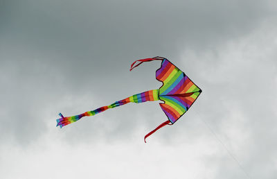 Low angle view of flag against sky