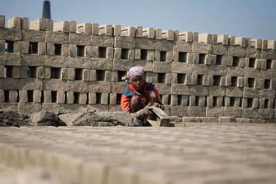 Surface level of man working outdoors