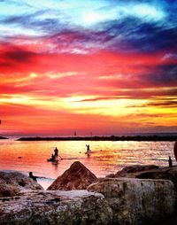 Scenic view of sea against cloudy sky