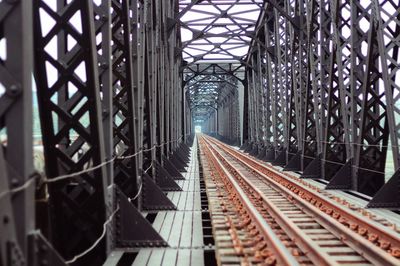 Railroad tracks in bridge