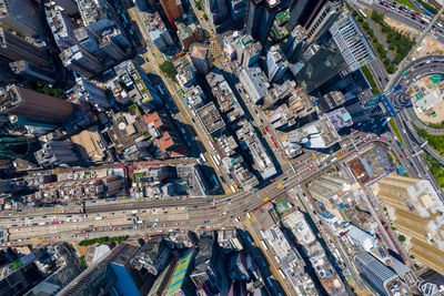 Aerial view of modern buildings in city