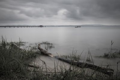 Scenic view of lake against sky
