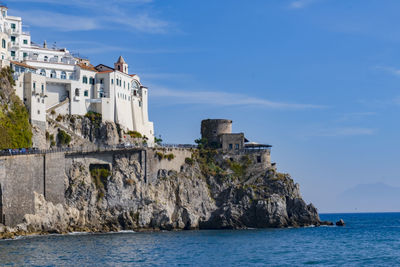 Tourist with landscape view at amalfi coast famous landmark at italy.