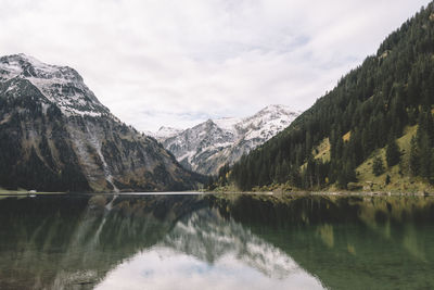 Reflection of mountains in lake