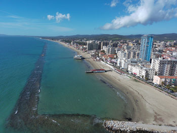 High angle view of sea against sky