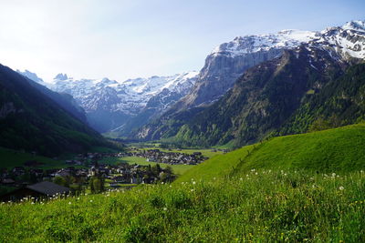 Scenic view of mountains against sky