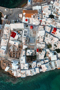 High angle view of buildings in city