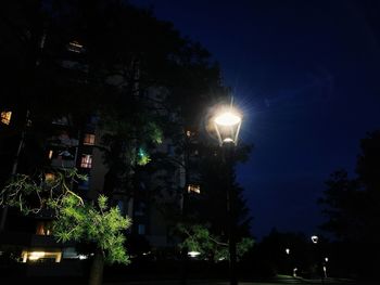 Low angle view of illuminated street light