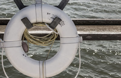 Low angle view of fishing net on sea
