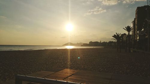 Scenic view of sea against sky at sunset