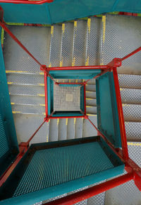 High angle view of escalator