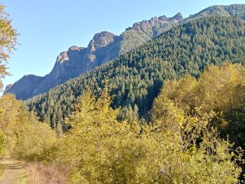 Scenic view of mountains against clear sky