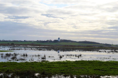 Scenic view of lake against sky