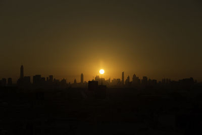 View of city at sunset