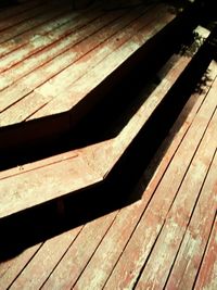 Close-up of wooden planks on wooden plank