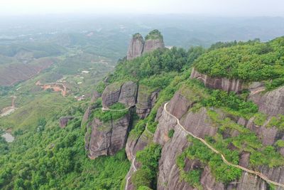 High angle view of rock formations
