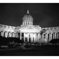 View of historic building at night
