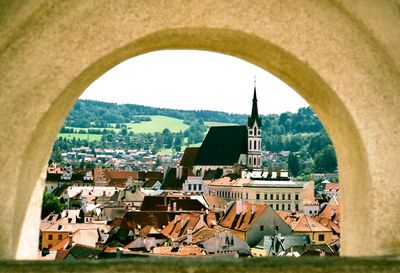 Town against clear sky