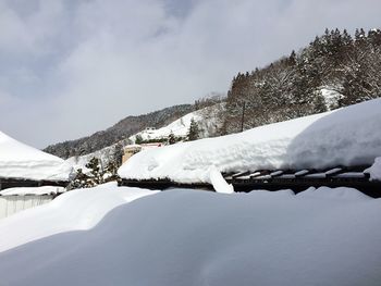 Scenic view of snow covered mountain against sky