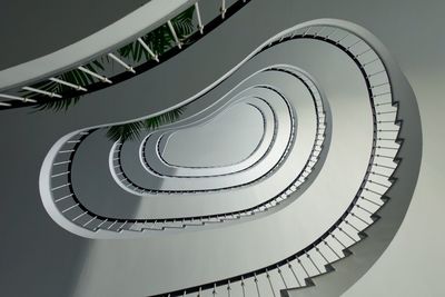 Low angle view of spiral staircase of building