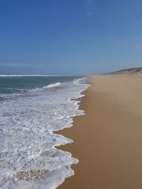 Scenic view of beach against clear sky